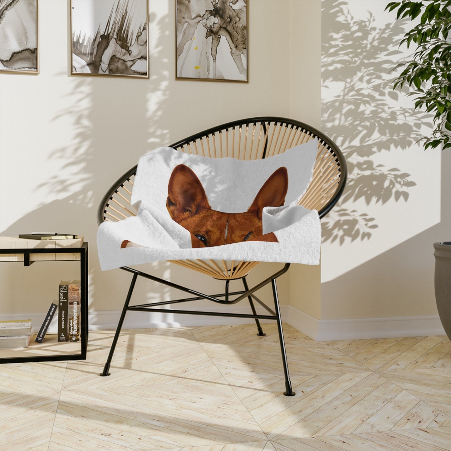 Basenji Head Velveteen Microfiber Blanket