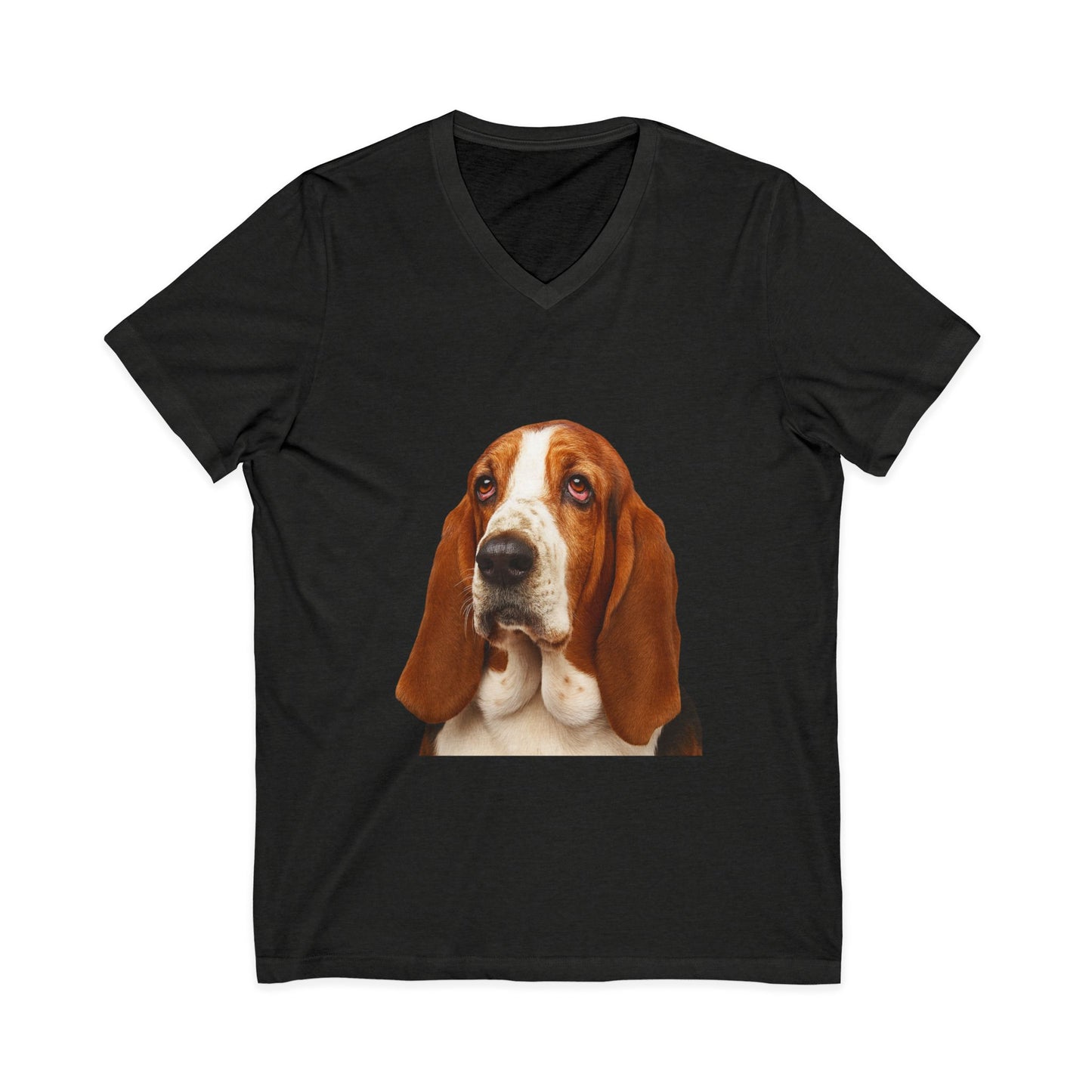 Basset  Head Unisex Short Sleeve V-Neck Tee