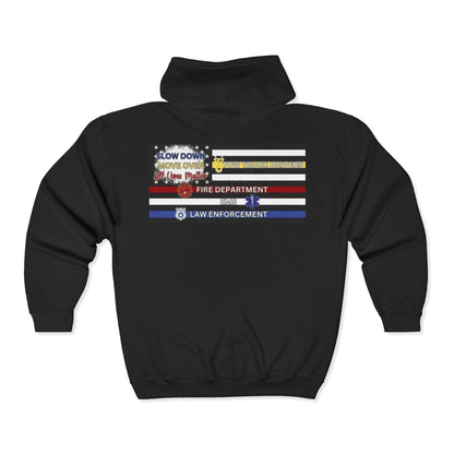 Slow Down Move Over Flag Unisex Full Zip Hoodie