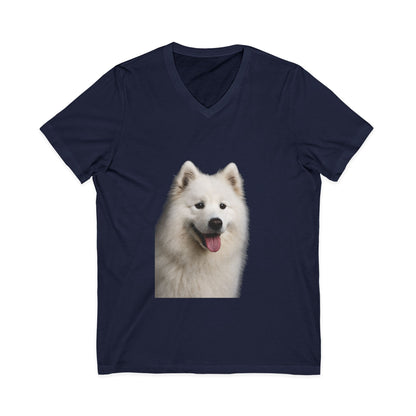 Samoyed Head Unisex Short Sleeve V-Neck Tee