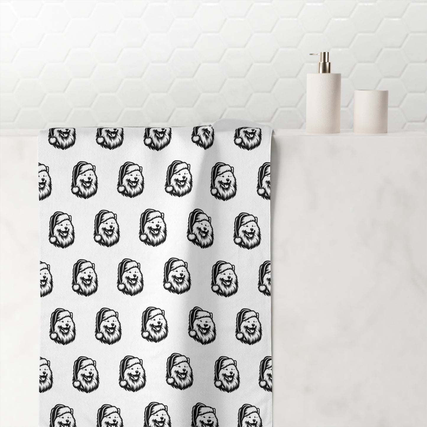 Santa Paws Samoyed  Mink-Cotton  Beach Towel