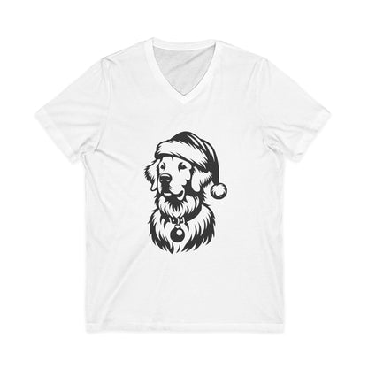 Santa Paws Golden Unisex Short Sleeve V-Neck Tee