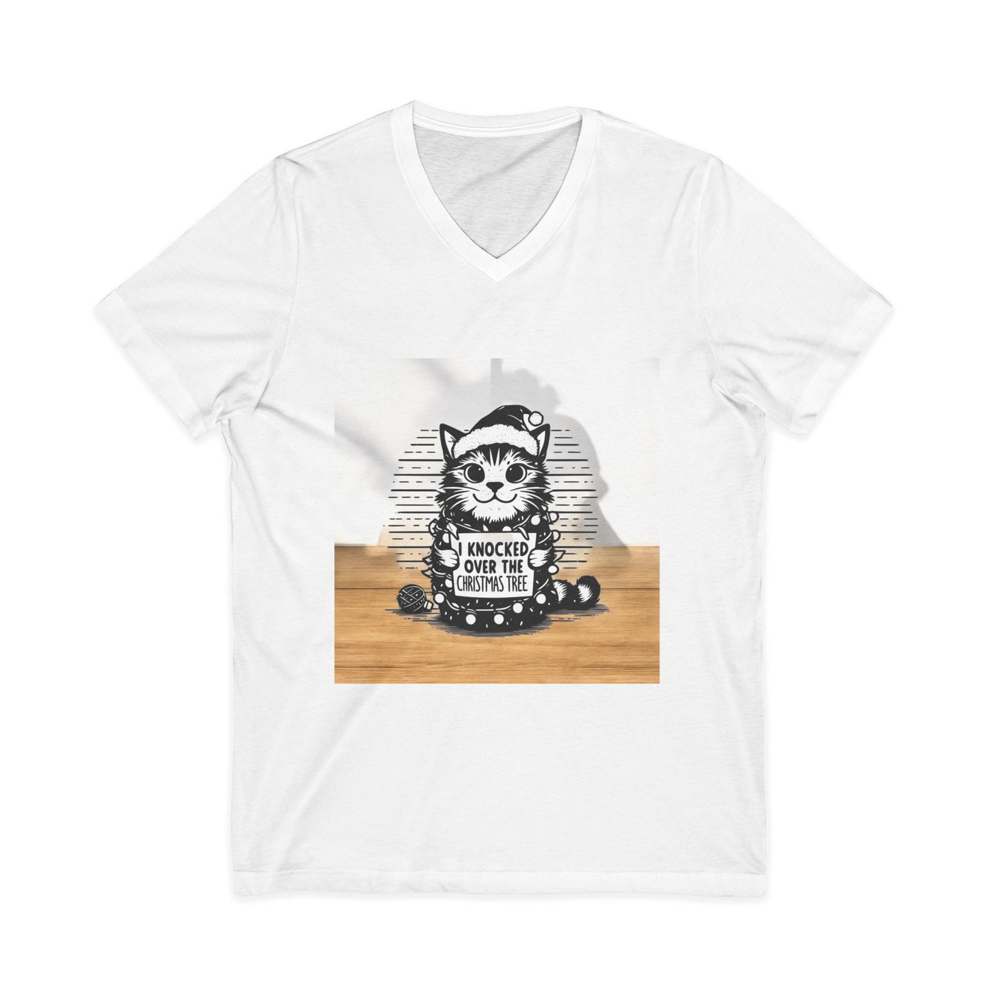 Naughty Cat Unisex Short Sleeve V-Neck Tee