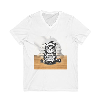 Naughty Cat Unisex Short Sleeve V-Neck Tee