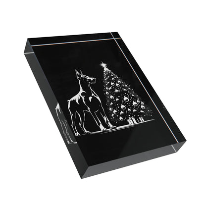 Doberman Christmas Tree Acrylic Photo Block