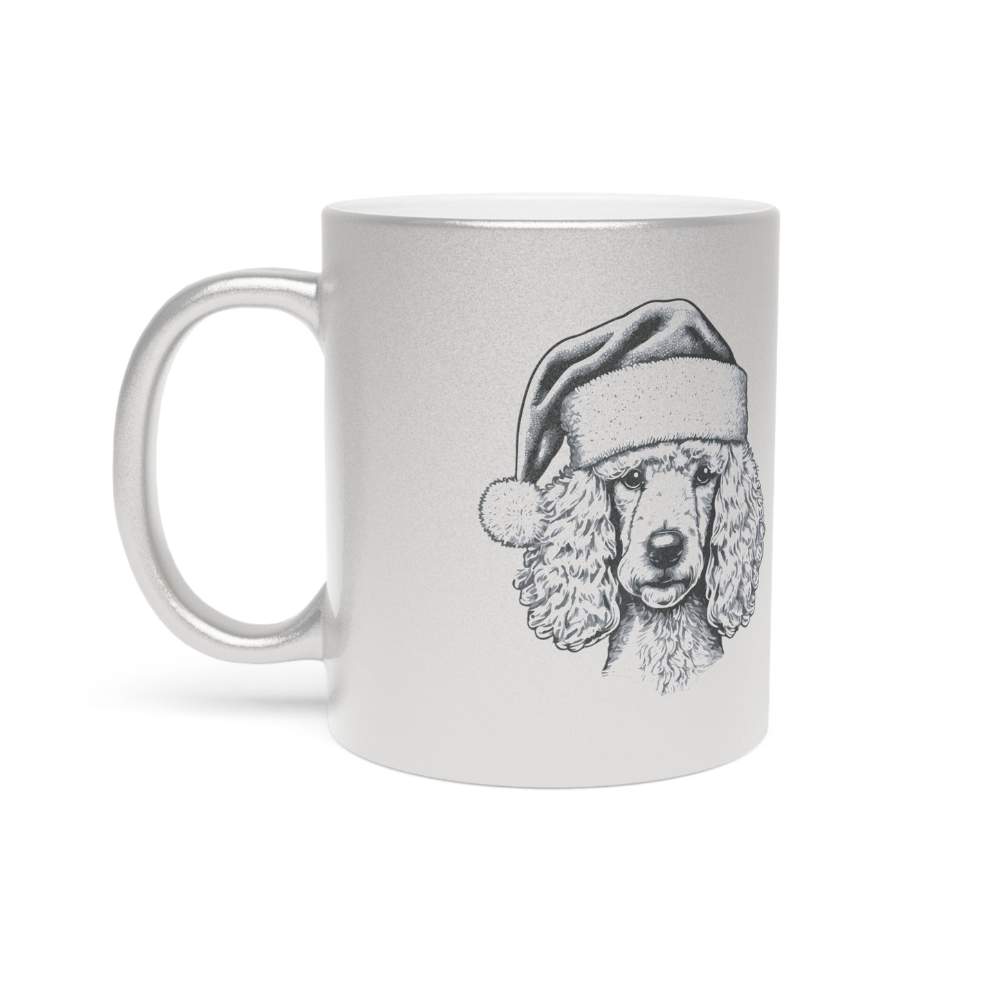 Santa Paws Poodle Metallic Coffee Mug