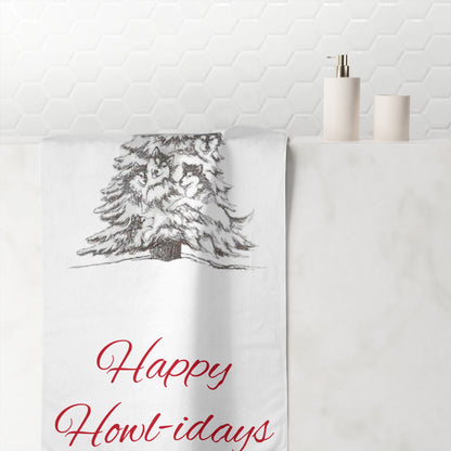 Happy Howl-idays Mink-Cotton  Beach Towel