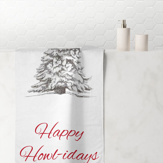 Happy Howl-idays Mink-Cotton  Beach Towel