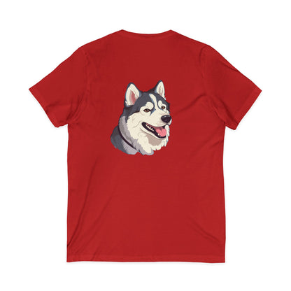 Malamute Head Unisex Short Sleeve V-Neck Tee