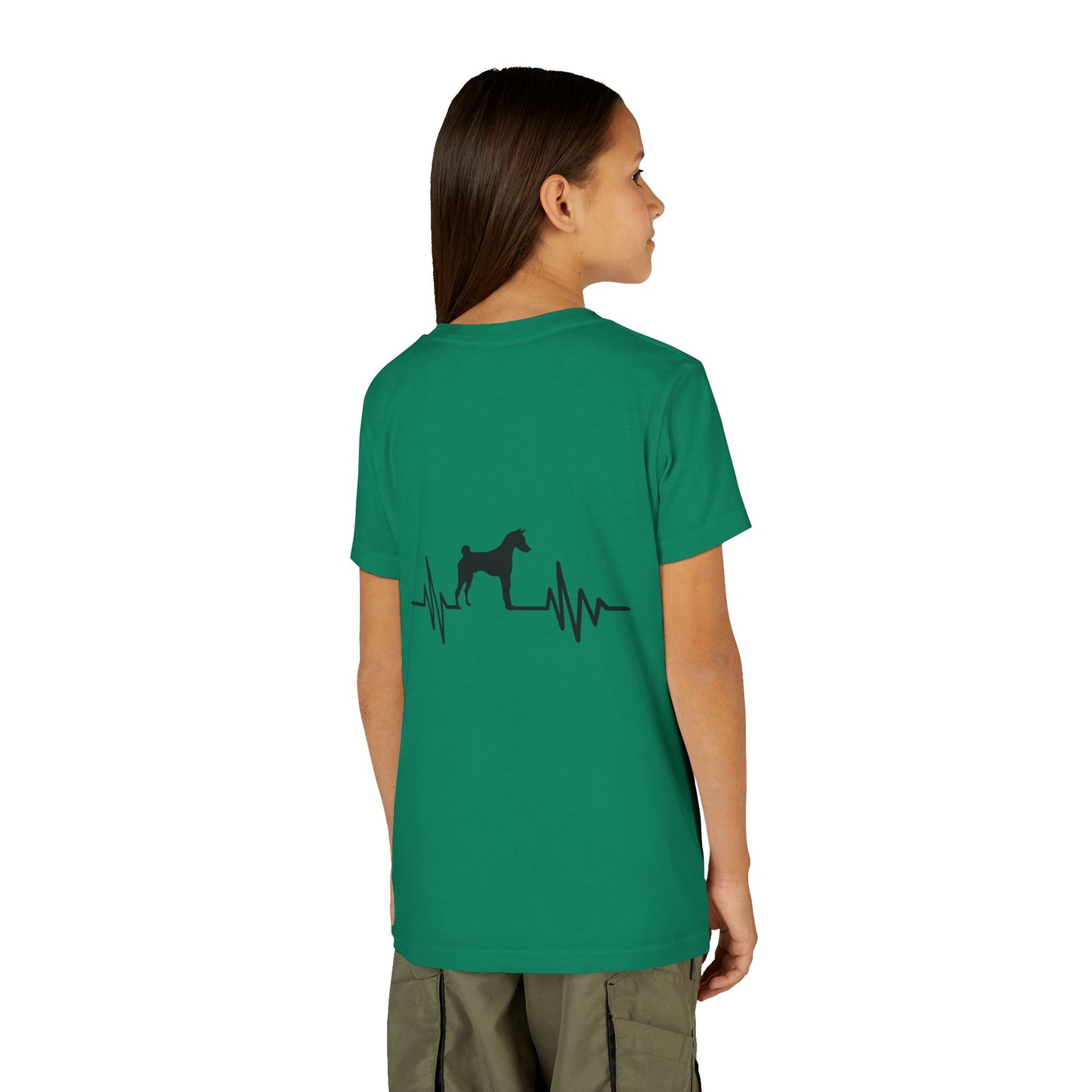 My Heart Beats For Basenjis Youth Unisex Short Sleeve Crewneck Tee