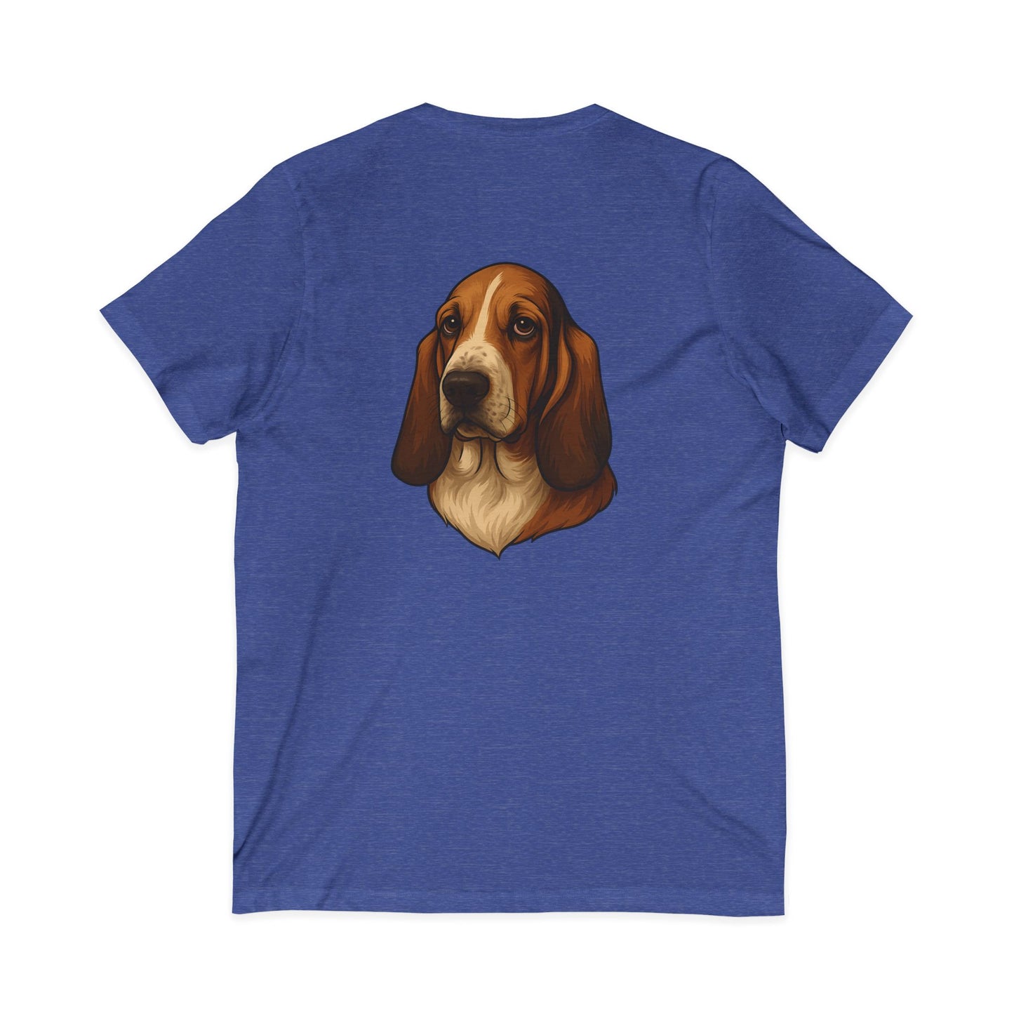 Basset Hound Head Unisex Short Sleeve V-Neck Tee