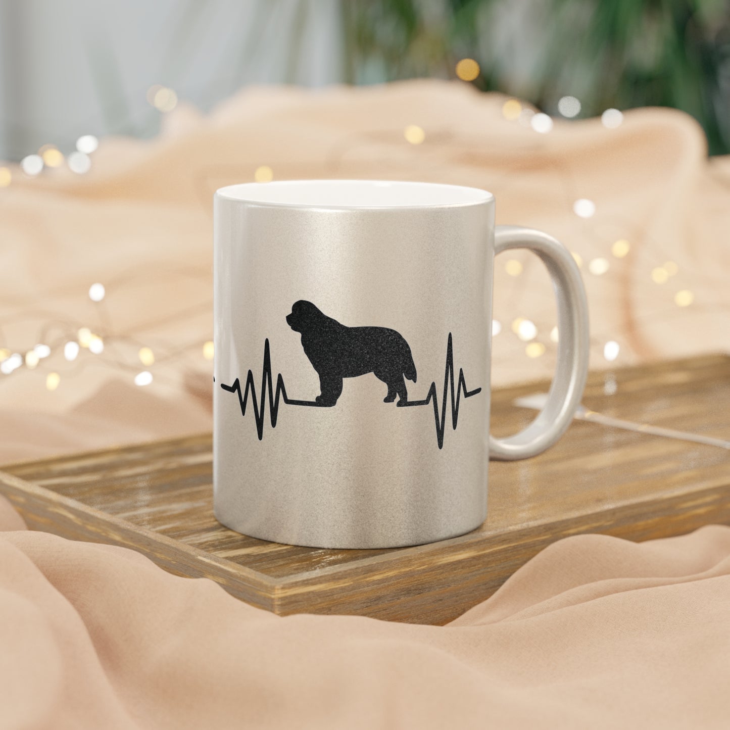 My Heart Beats For Newfies Metallic Coffee Mug