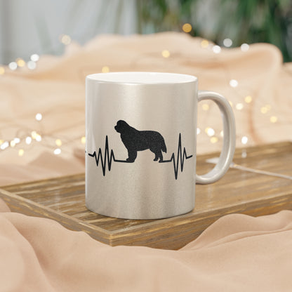 My Heart Beats For Newfies Metallic Coffee Mug