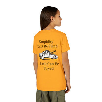 Stupidity Wheel Lift Tow Truck Youth Unisex Short Sleeve Crewneck Tee