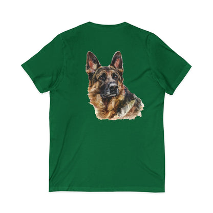 German Shepherd Head Unisex Short Sleeve V-Neck Tee