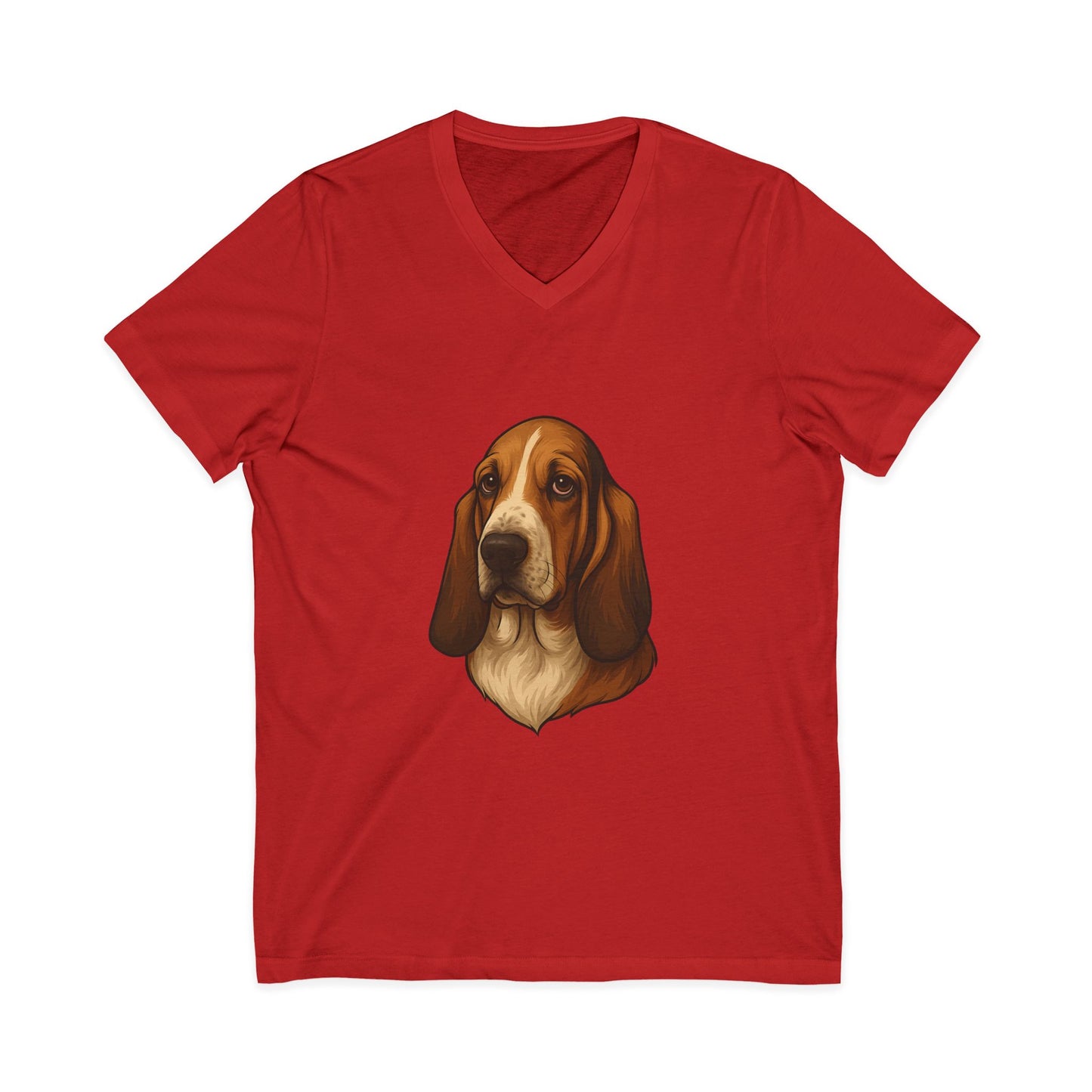 Basset Hound Head Unisex Short Sleeve V-Neck Tee