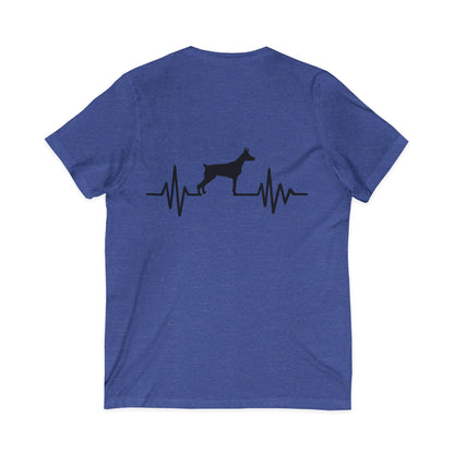 My Heart Beats For Dobermans Unisex Short Sleeve V-Neck Tee