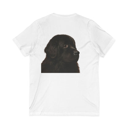 Newfie Head Unisex Short Sleeve V-Neck Tee