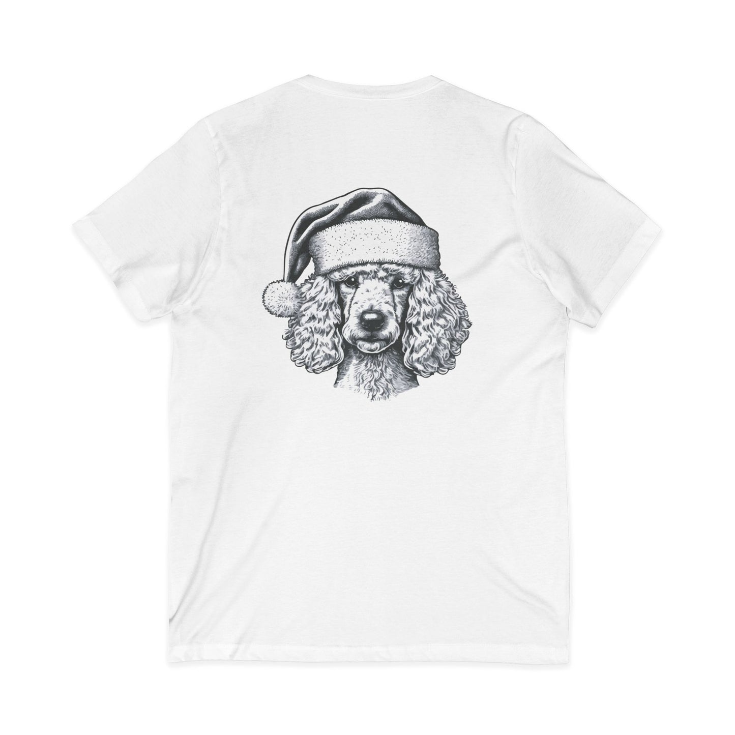 Santa Paws Poodle Unisex Short Sleeve V-Neck Tee