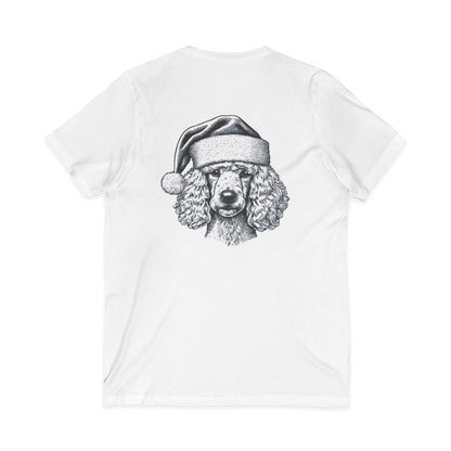 Santa Paws Poodle Unisex Short Sleeve V-Neck Tee