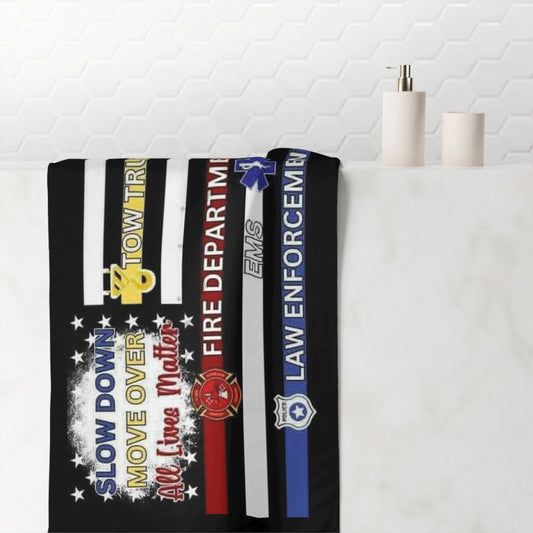 Slow Down Move Over Flag Mink-Cotton  Beach Towel