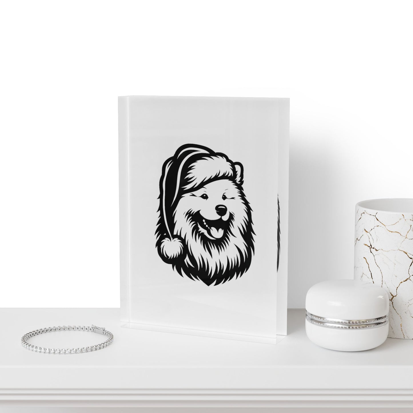Santa Paws Samoyed Acrylic Photo Block