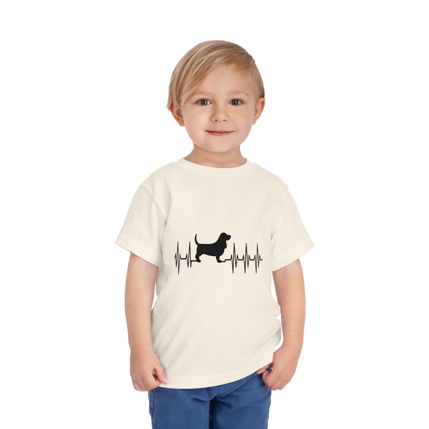 My Heart Beats For Bassets Toddler Unisex Short Sleeve Crewneck Tee