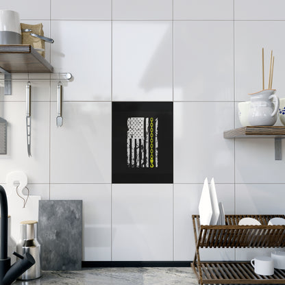 Thin Yellow Line Ceramic Photo Tile