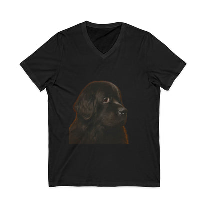 Newfie Head Unisex Short Sleeve V-Neck Tee