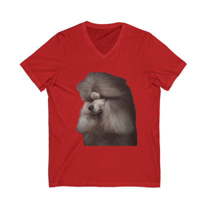 Poodle Head Unisex Short Sleeve V-Neck Tee