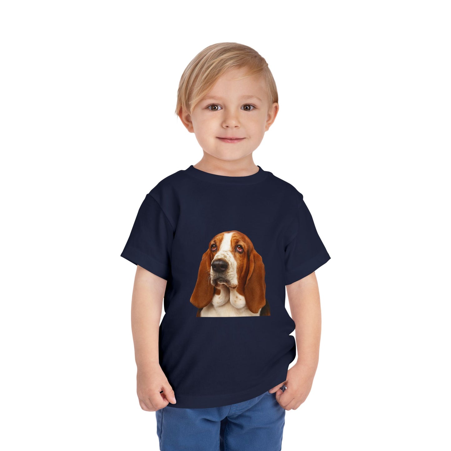 Basset Head Toddler Unisex Short Sleeve Crewneck Tee