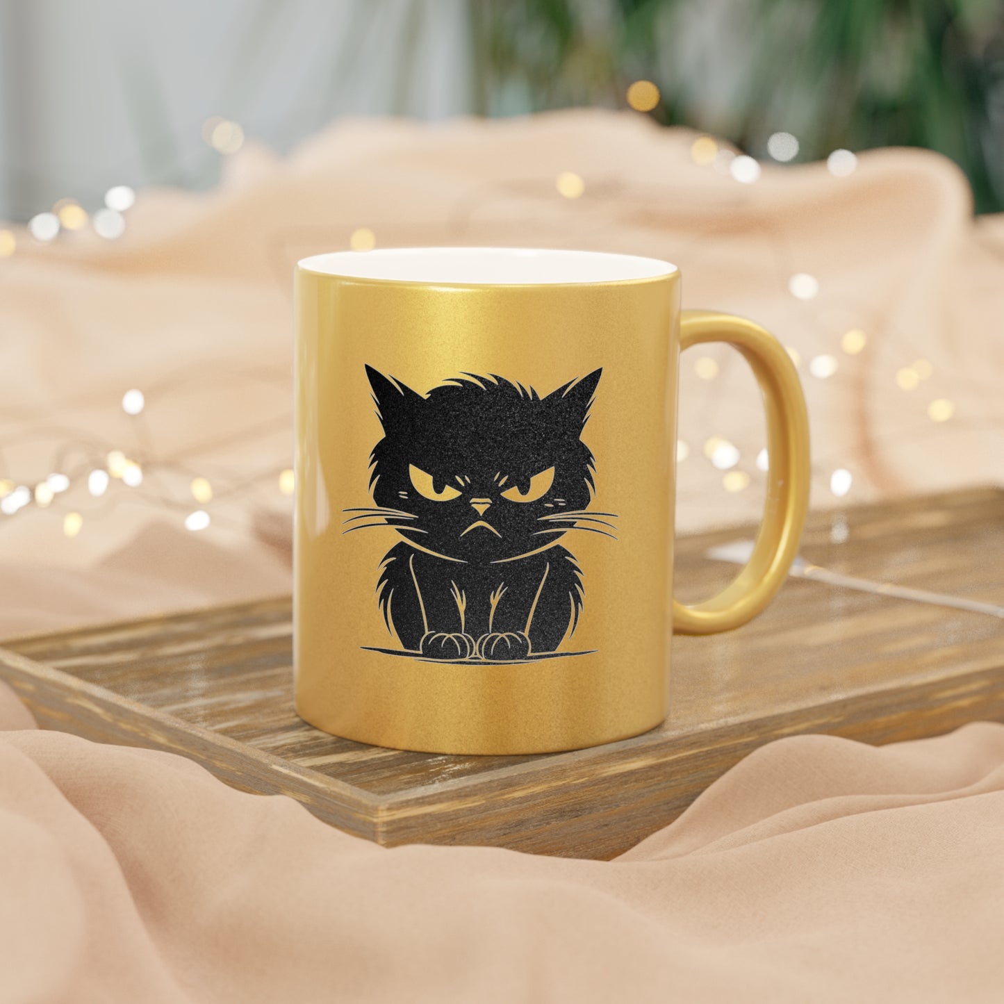Angry Cat Metallic Coffee Mug