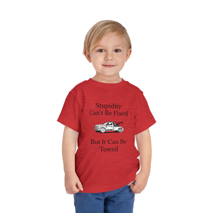 Stupidity Wheel Lift Tow Truck Toddler Unisex Short Sleeve Crewneck Tee
