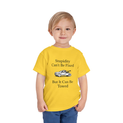 Stupidity Wheel Lift Tow Truck Toddler Unisex Short Sleeve Crewneck Tee