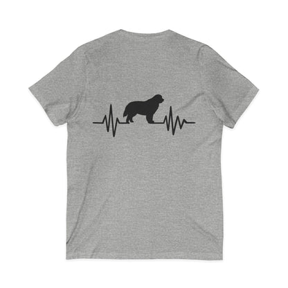 My Heart Beats For Newfies Unisex Short Sleeve V-Neck Tee