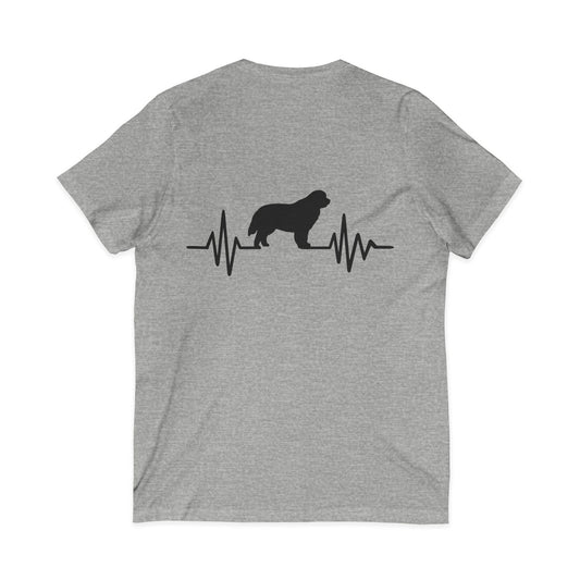 My Heart Beats For Newfies Unisex Short Sleeve V-Neck Tee