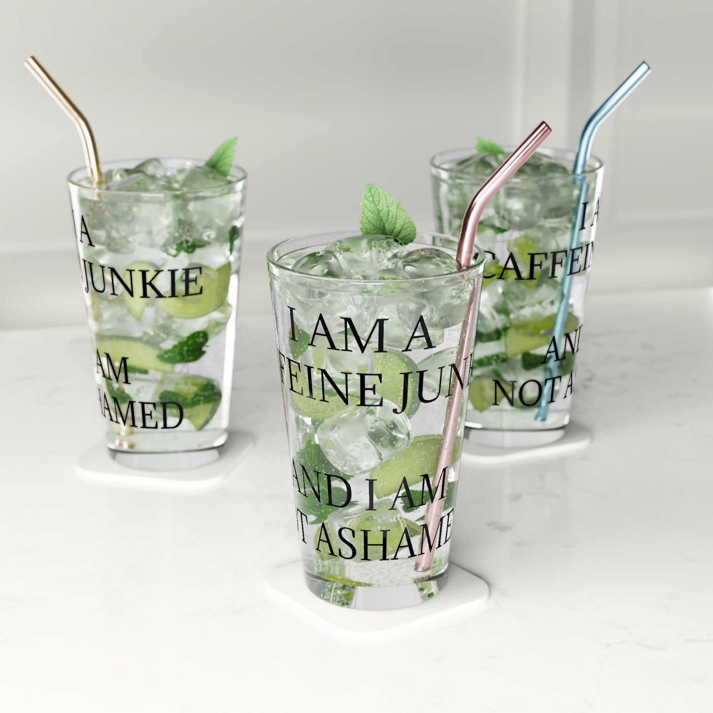 Caffeine Junkie Drinking Glass