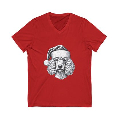 Santa Paws Poodle Unisex Short Sleeve V-Neck Tee