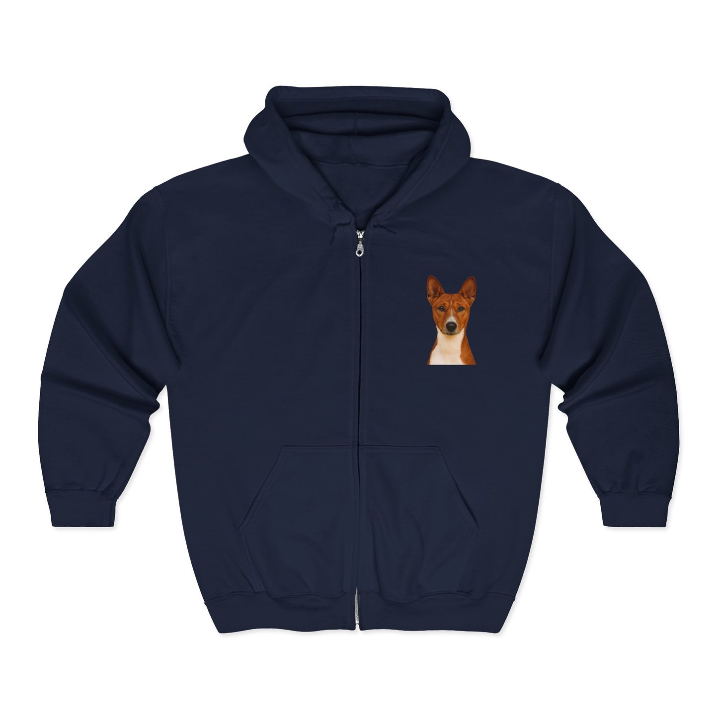 Basenji Head Unisex Full Zip Hoodie