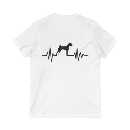 My Heart Beats For Basenjis Unisex Short Sleeve V-Neck Tee