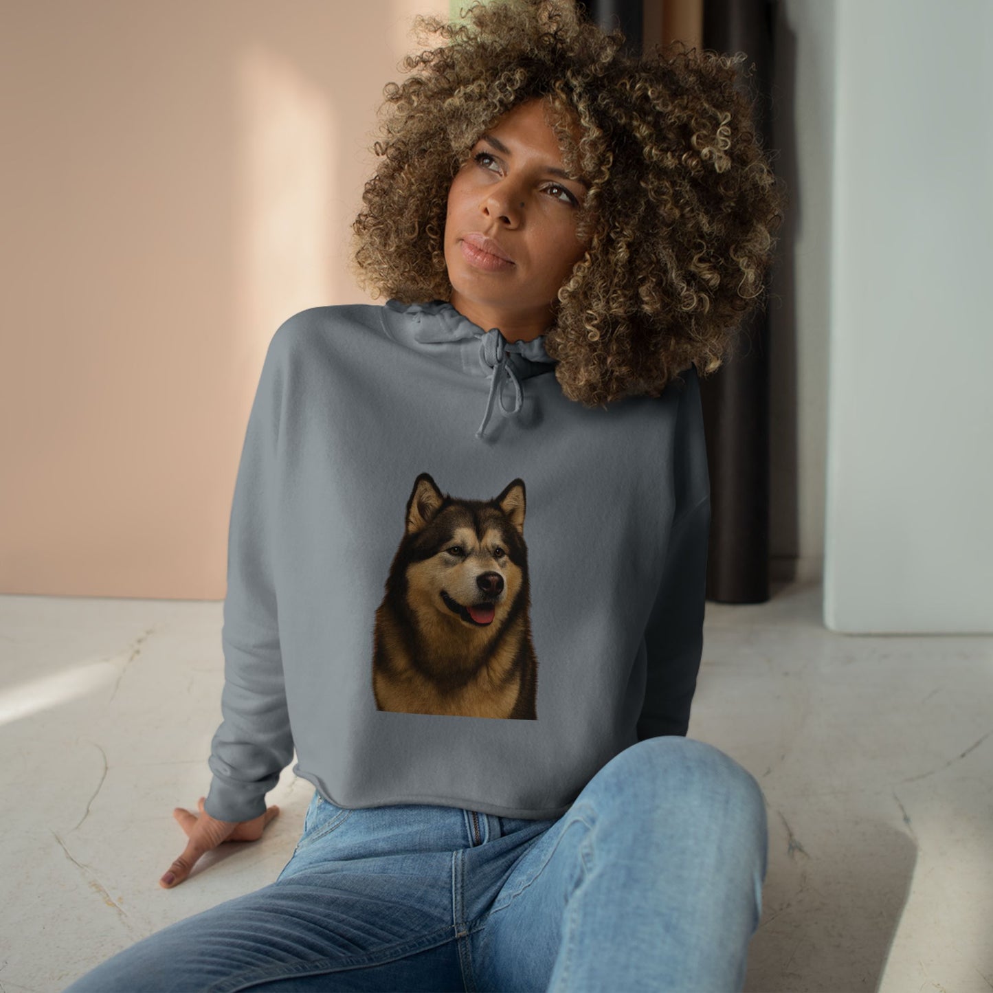 Malamute Head Women's Crop Hoodie
