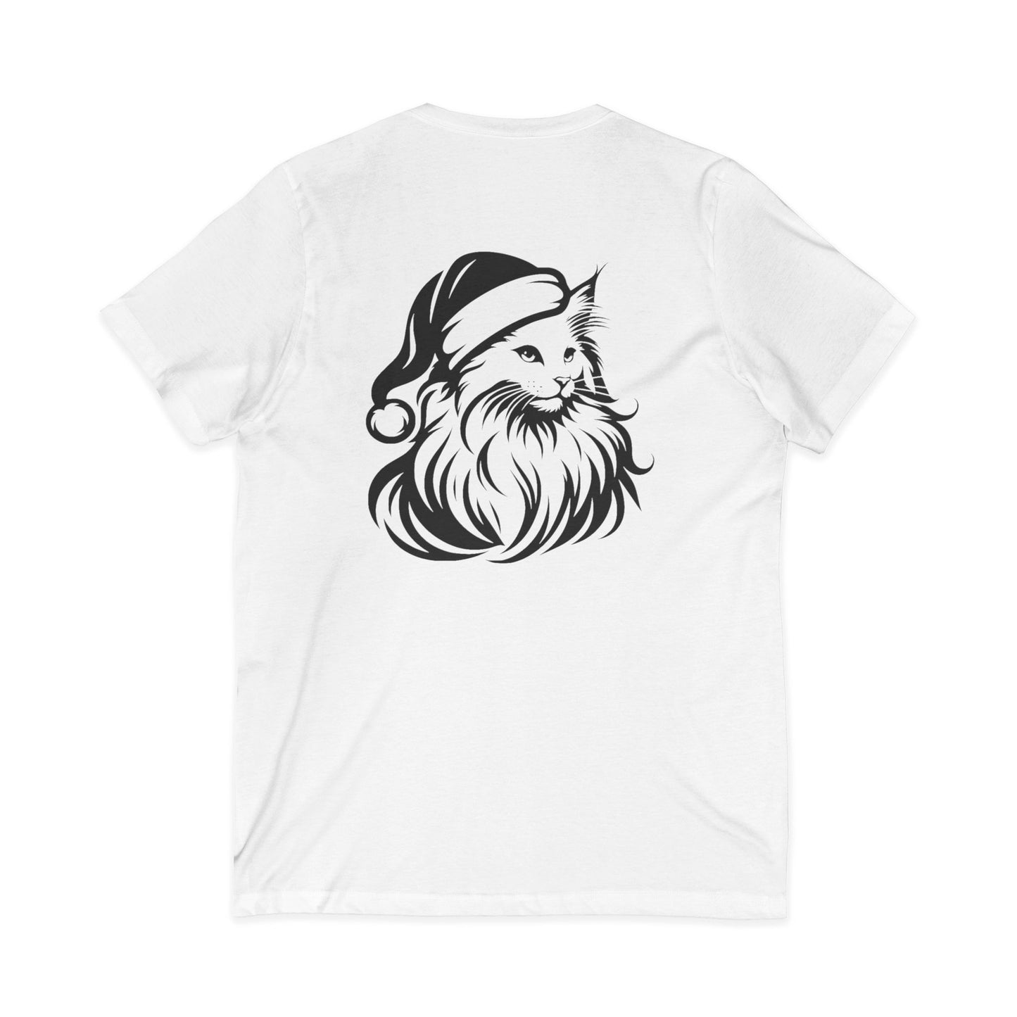 Santa Paws Cat Unisex Short Sleeve V-Neck Tee