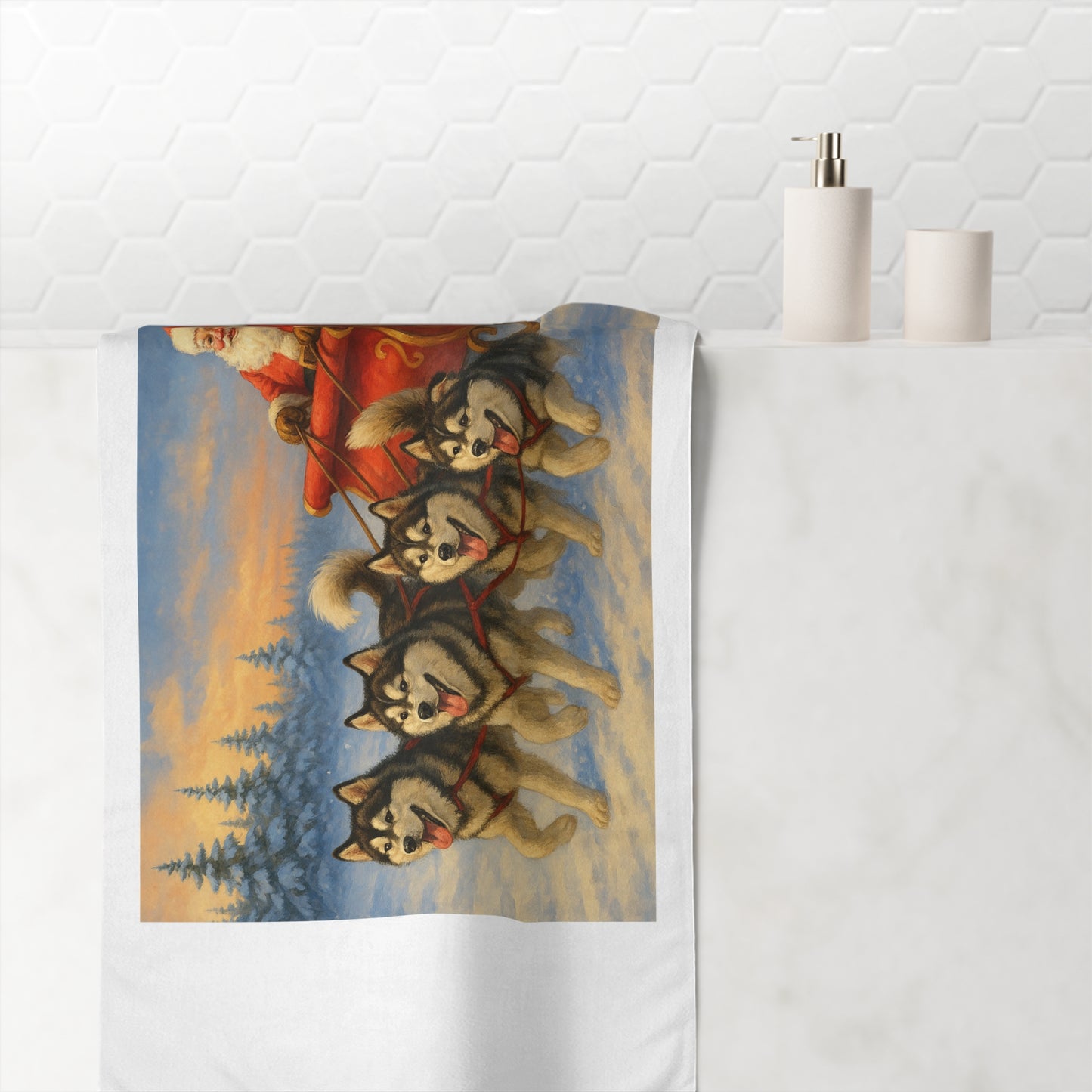 Dashing Through The Snow Mink-Cotton  Beach Towel