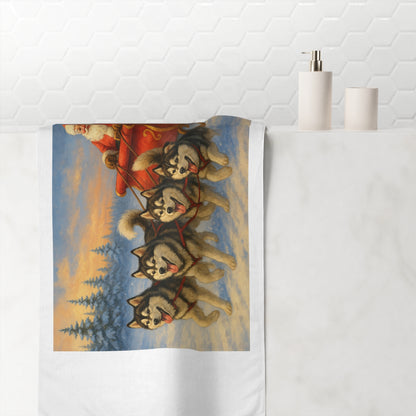 Dashing Through The Snow Mink-Cotton  Beach Towel