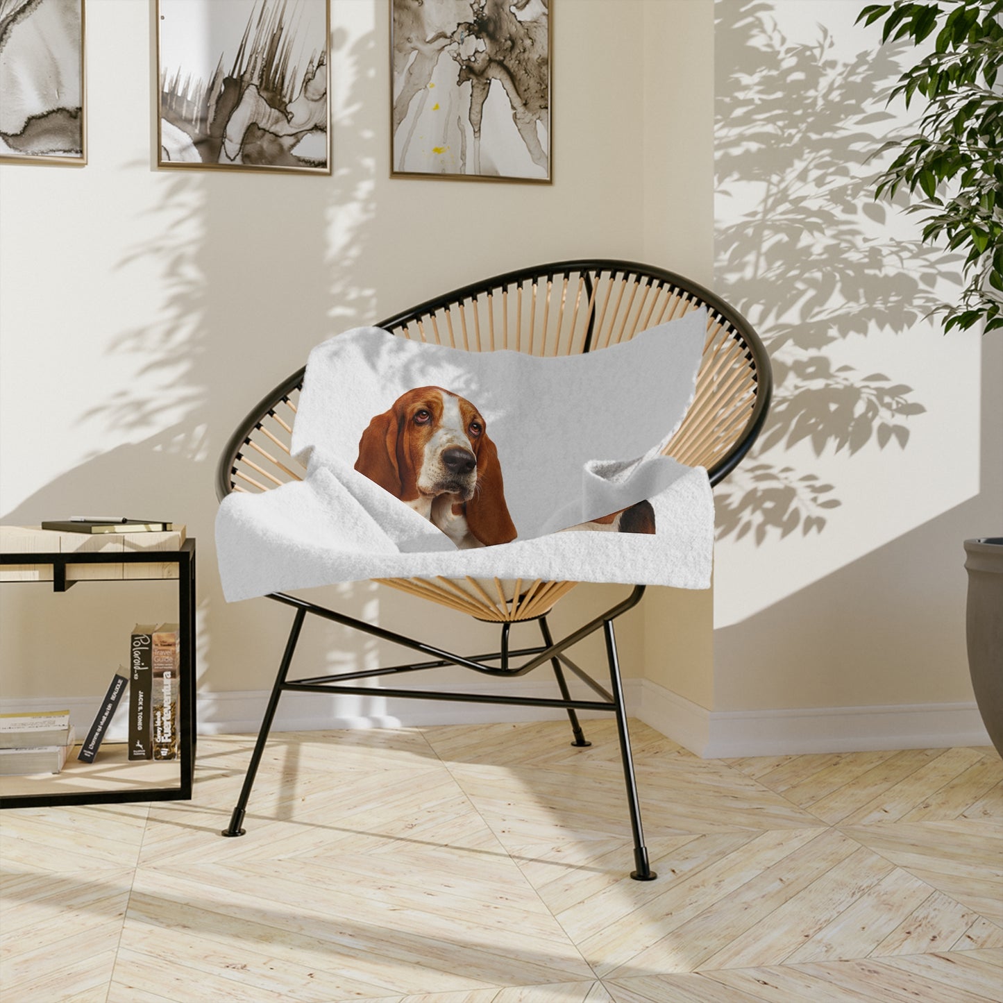 Basset Head Velveteen Microfiber Blanket