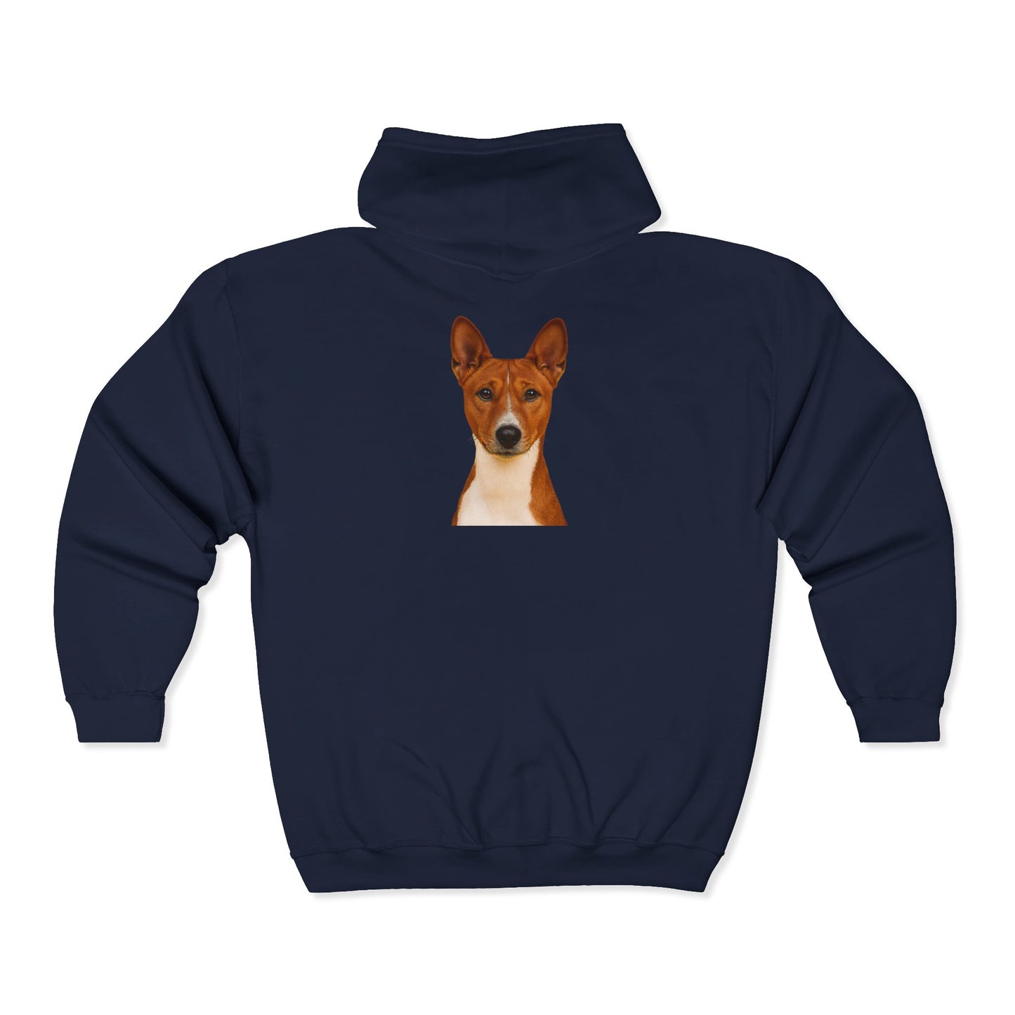 Basenji Head Unisex Full Zip Hoodie
