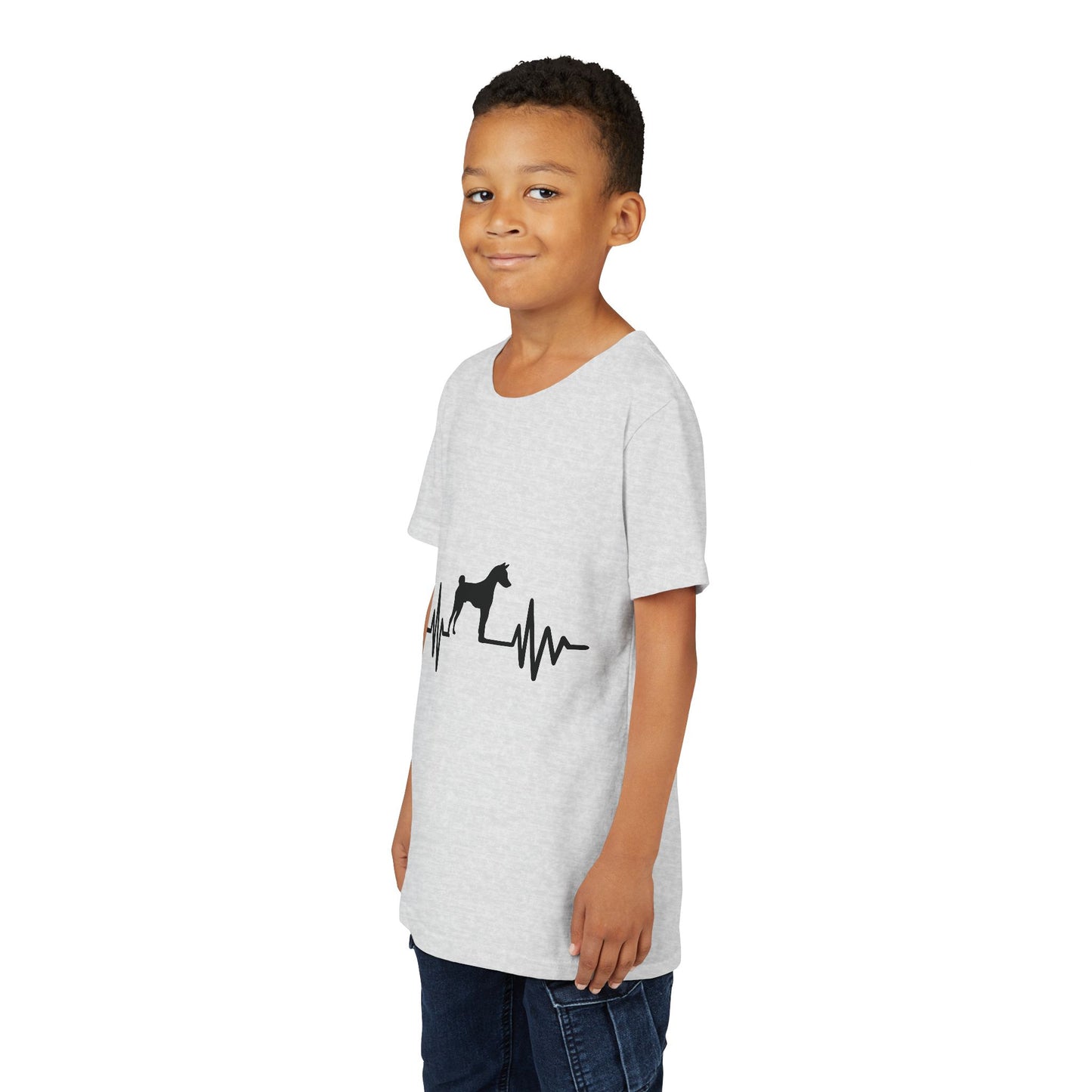My Heart Beats For Basenjis Youth Unisex Short Sleeve Crewneck Tee