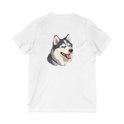 Malamute Head Unisex Short Sleeve V-Neck Tee