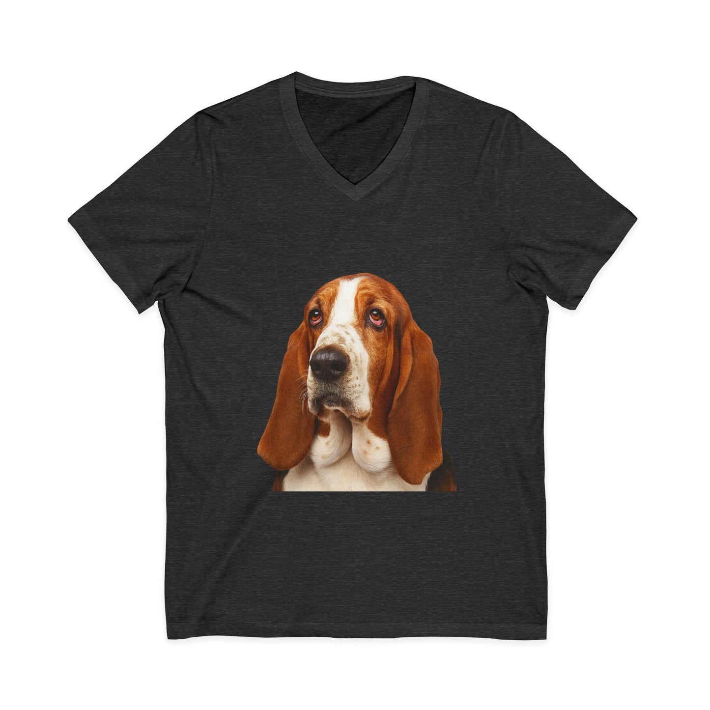 Basset  Head Unisex Short Sleeve V-Neck Tee