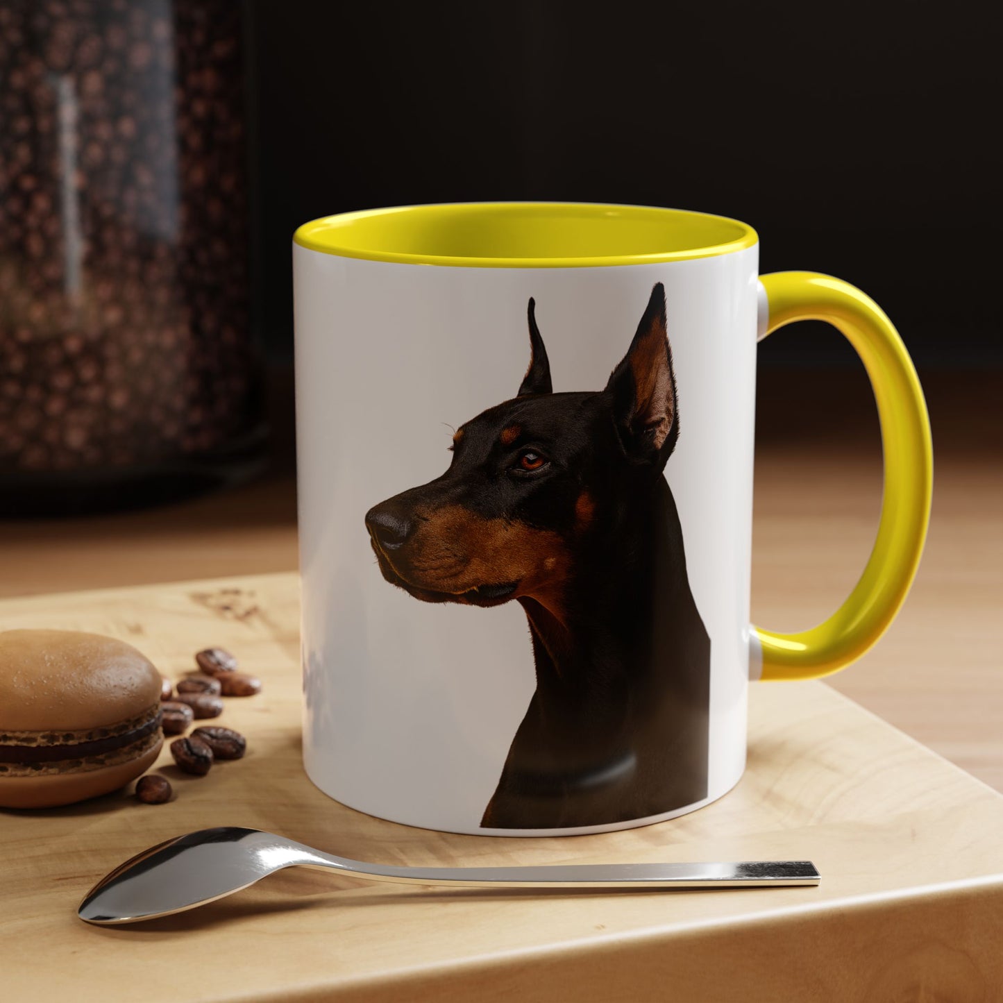 Doberman Head 2-Tone Coffee Mug